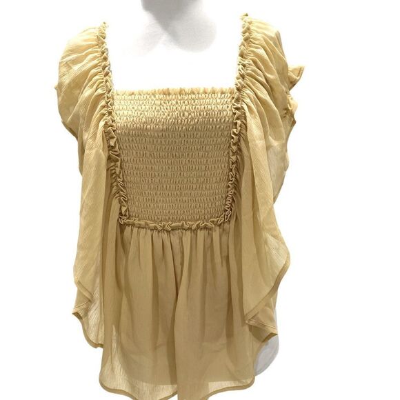 Butter yellow draped ruffles elastic panel front & back brand new - Picture 1 of 3
